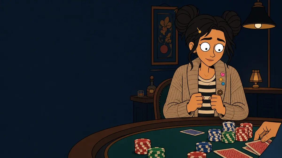 A player waiting on a card at a quieter table