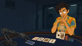 A player reading the board at a Clevy Poker table